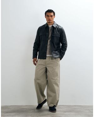 ASOS Blouson harrington en cuir véritable - Noir