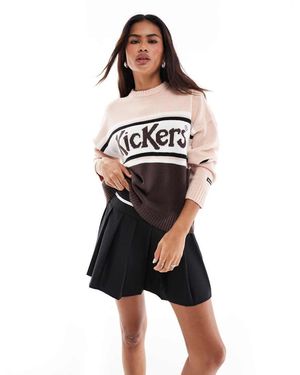 Kickers Jersey Y Marrón Holgado Con Logo De Rayas De Punto De - Blanco
