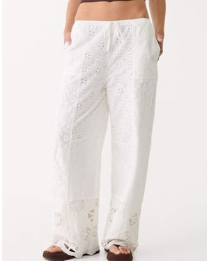 Stradivarius Embroidered Patchwork Trousers - White