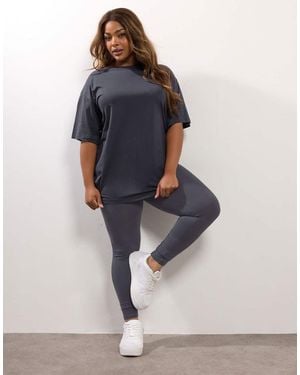 Yours Clothing Elasticated Jersey Leggings - Blue