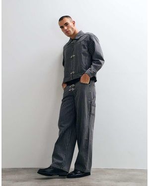 Liquor N Poker Baggy Fireman Clasp Detail Jeans Co-Ord - Blue