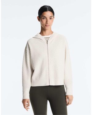 Oysho Structured Knit Hooded Jacket - White
