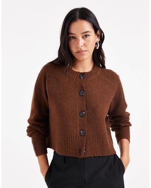 Vero Moda Cardigan With Ribbed Trim - Brown