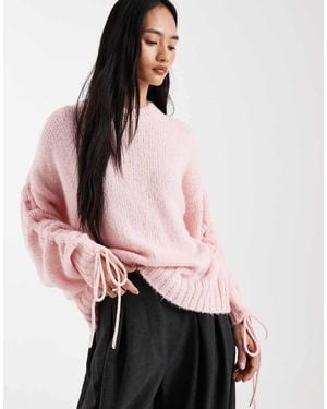 ASOS Ruched Sleeve Jumper - Pink