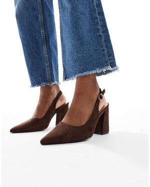SEQWL Wide Fit Hogan Slingback Block Heeled Shoes - Blue