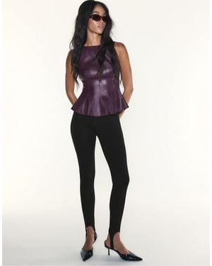 Stradivarius Sleeveless Leather-effect Peplum Top - Blue