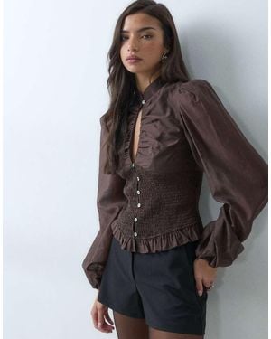 Gina Tricot Blusa Con Detalle De Abertura En - Gris