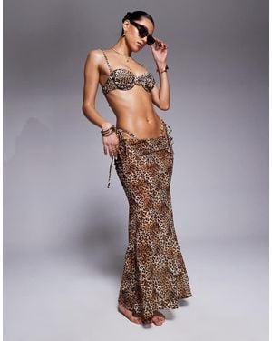Candypants Leopard Print Polygeorgette Maxi Beach Skirt - Multicolour