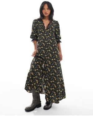 Miss Selfridge Lace Trim Button Through Maxi Dress - Multicolor