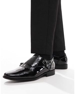 ASOS Zapatos Monk Negros De Charol De