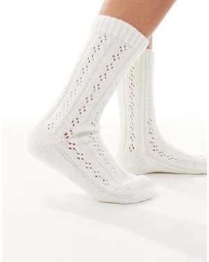 Pieces Pointelle Cosy Socks - White