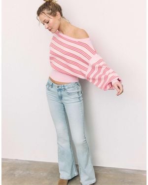 Stradivarius – asymmetrischer strickpullover - Pink