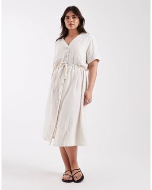 ONLY Linen Mix Shirt Dress - White