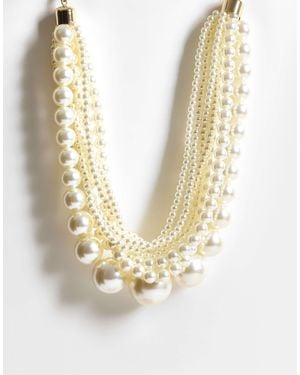ASOS Collier xl à perles fantaisie multi-rang finition ivoire - Neutre