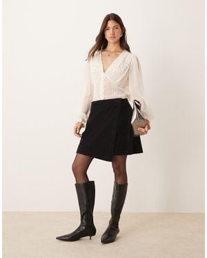 Nobody's Child Sofia Wrap Front Mini Cord Skirt - Natural