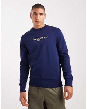 Fred Perry Sudadera Azul Marino Con Estampado Gráfico Sportswear De
