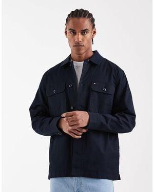 Tommy Hilfiger Cotton Blend Revere Collar Jacket - Blue