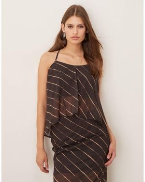 ASOS Co-Ord Sheer Mesh Tie Back Halter Neck Cami Top - Brown
