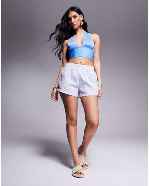 Princess Polly Pantalones Cortos Azules Y Blancos A Rayas De Estilo Bóxer Con Logo De