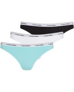 Calvin Klein – modern logo – 3er-pack bikinihosen - Blau