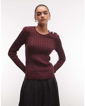 Ralph Lauren Jersey De Punto De Ochos Con Detalle De Botones En Burdeos Oscuro-Rojo