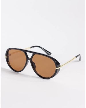 ALDO Eliiana Oval Aviator Sunglasses With Brown Lenses - Natural