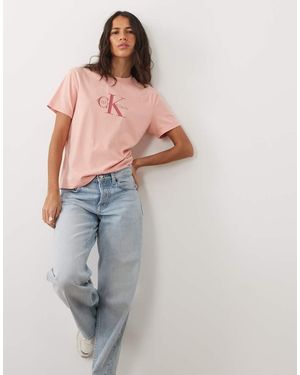 Calvin Klein Monologo Boxy-Fit T-Shirt - Roze