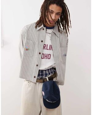 Prohibited Striped Harrington Jacket - Grey