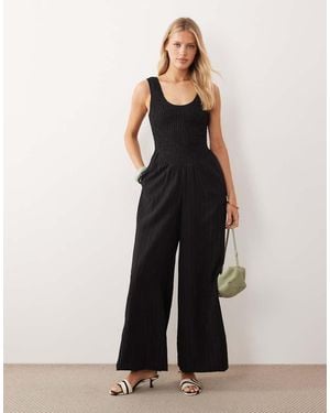 ASOS Scoop Neck Crinkle Jumpsuit - Black