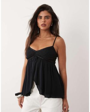 Hollister Top De Tirantes Estilo Babydoll - Negro