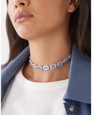 Susmie's – i gave you my heart – farbene choker-halskette mit blauen schmucksteinen - Mettallic