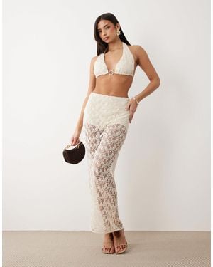 Bardot Venetia Sheer Midi Skirt - Natural