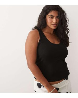 Brave Soul Brave Soul Curve Ribbed Scoop Neck Singlet Top - Black