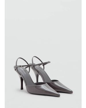 Mango Sling Back Shoes With Cross Strap Heel - White