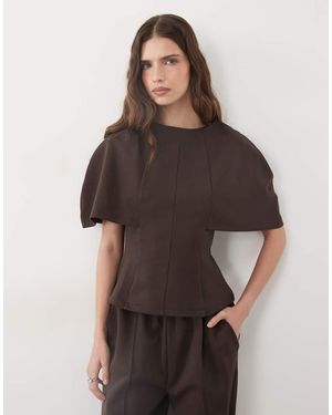 ASOS Conjunto De Camiseta De Punto Con Manga Capa En - Marrón