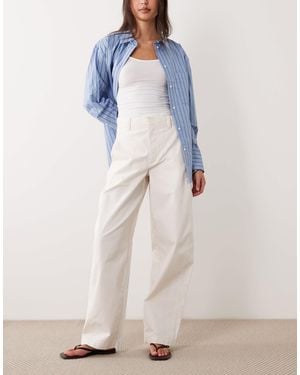 Jdy High Waist Barrel Leg Pants - White