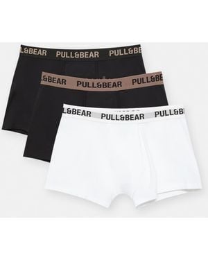 Pull&Bear Confezione Da 3 Boxer Con Logo Marrone - Nero