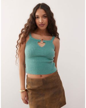 Motel Lesly Buckle Detail Knitted Top - Green