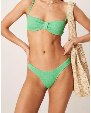 Free Society Crinkle High Leg Bikini Bottom - Green