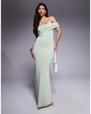 green emerald velvet dress Ruched Off-Shoulder Mesh-Sleeve Mermaid Maxi Dress - Black 4 main image 0