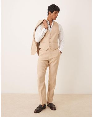 ASOS – slim-fit-anzughose aus wollmix - Natur