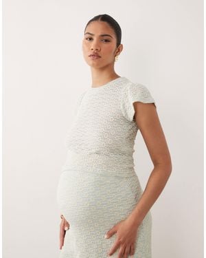 Mama.licious Mamalicious Maternity Jersey Daisy Lace Crop Top - White
