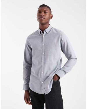 Threadbare Camicia Oxford A Maniche Lunghe Denim - Blu