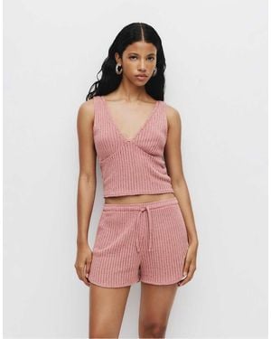 Pull&Bear Knitted Top With Lace Detail - Pink