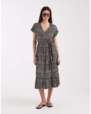 ONLY Tie Waist Midi Dress - Black
