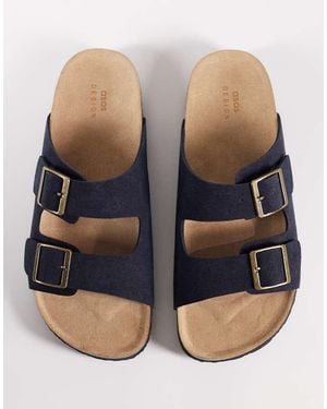 ASOS Two Strap Sandals With Cork Soles - Blue