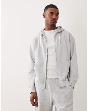 ARKET Cotton Rich Structured Hoodie - Gray