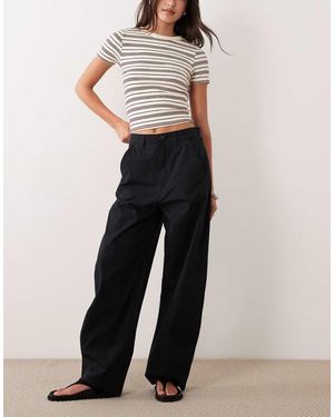 ARKET Barrel Shape Light Cotton Trousers - Black