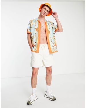ASOS Relaxed Revere Satin Shirt With Border - Multicolor