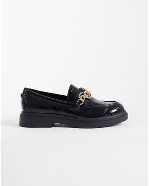 Steve Madden Pre Launch Loafers With Gold Chain - Black